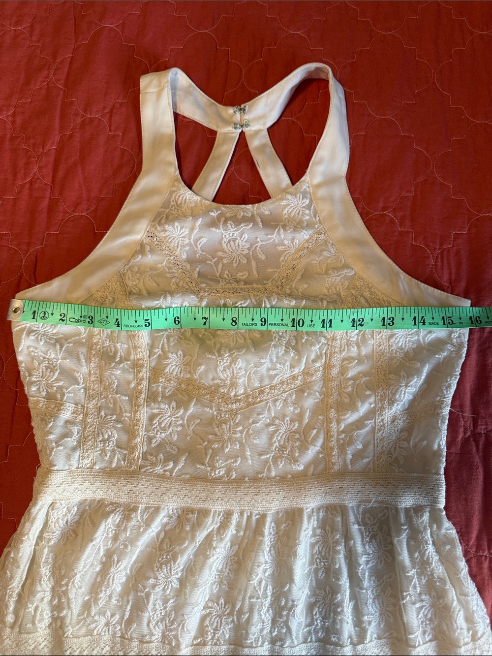 American Eagle Outfitters Cream Lace Halter Mini Dress-Size 4 - Picture 8 of 10